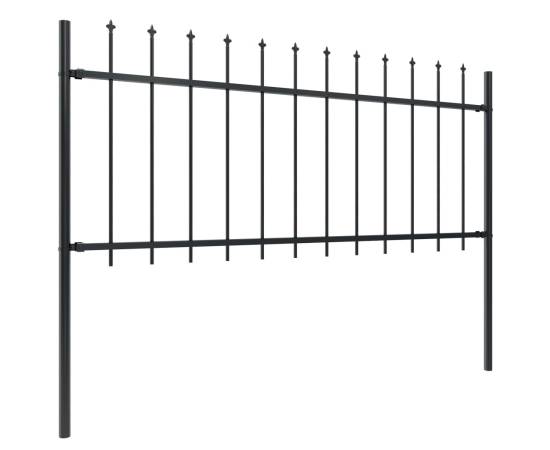 Gard de grădină cu vârf suliță, negru, 5,1 m, oțel, 2 image