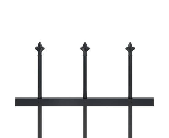 Gard de grădină cu vârf suliță, negru, 8,5 m, oțel, 4 image