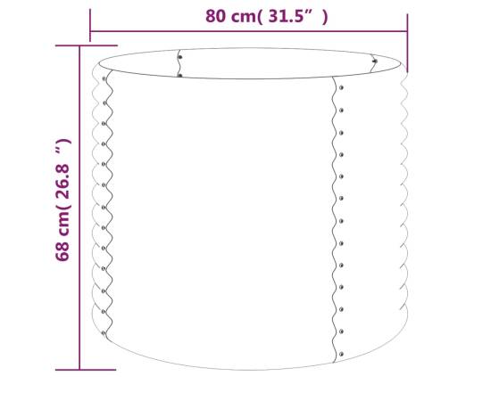 Jardinieră antracit 80x80x68 cm oțel vopsit electrostatic, 4 image