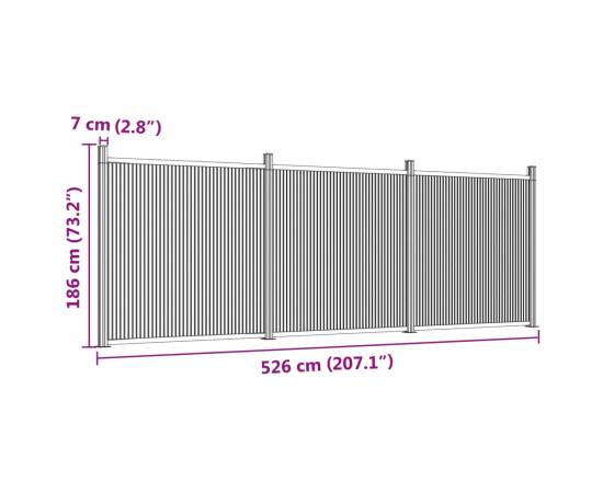 Panouri pentru gard, gri, 526x186 cm, wpc, 9 image