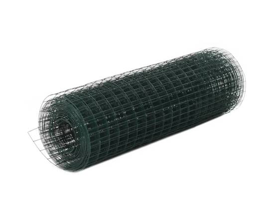 Plasă de sârmă găini, verde, 10 x 0,5 m, oțel cu înveliș pvc