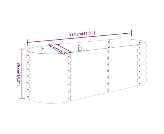 Strat înălțat grădină 114x40x36 cm oțel vopsit electrostatic, 6 image