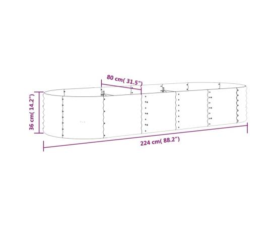 Strat înălțat grădină 224x80x36 cm oțel vopsit electrostatic, 6 image