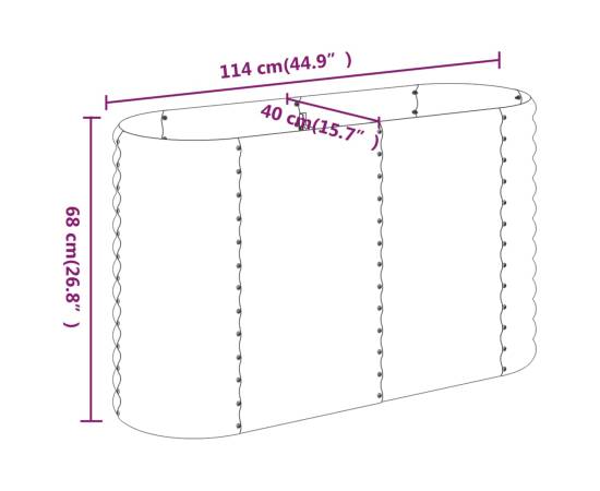 Strat înălțat grădină gri 114x40x68cm oțel vopsit electrostatic, 6 image