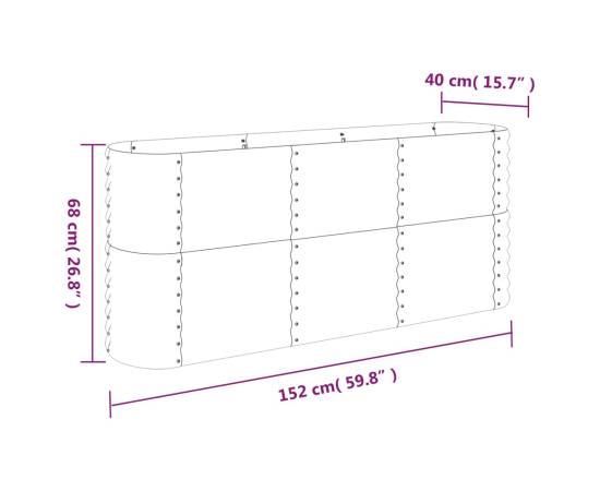 Strat înălțat grădină gri 152x40x68cm oțel vopsit electrostatic, 6 image