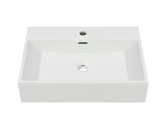 Chiuvetă cu orificiu robinet, ceramică 60,5x42,5x14,5 cm, alb, 3 image