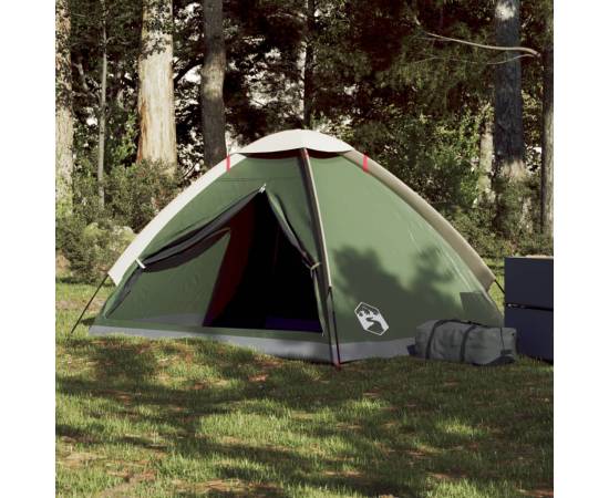 Cort de camping cupolă pentru 2 persoane, verde, impermeabil