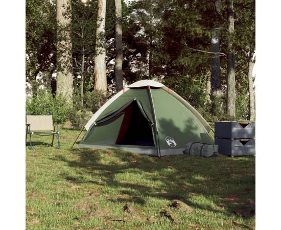 Cort de camping cupolă pentru 2 persoane, verde, impermeabil, 3 image