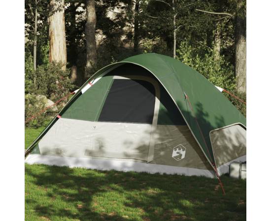 Cort de camping cupolă pentru 6 persoane, verde, impermeabil