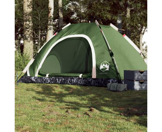 Cort de camping pentru 5 persoane, eliberare rapidă, verde