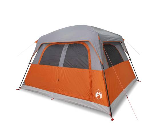 Cort de camping pentru 6 persoane, gri/portocaliu, impermeabil, 2 image