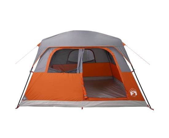 Cort de camping pentru 6 persoane, gri/portocaliu, impermeabil, 7 image