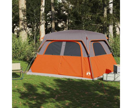 Cort de camping pentru 6 persoane, gri/portocaliu, impermeabil, 3 image