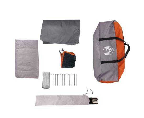 Cort de camping pentru 6 persoane, gri/portocaliu, impermeabil, 11 image