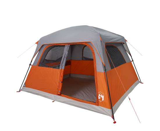 Cort de camping pentru 6 persoane, gri/portocaliu, impermeabil, 5 image