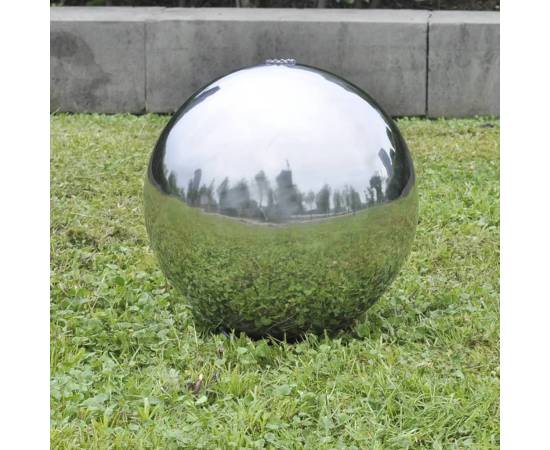 Fântână sferică de grădină cu led-uri, 20 cm, oțel inoxidabil, 3 image