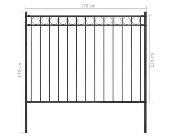 Gard de grădină, negru, 1,7 x 1,2 m, oțel, 4 image