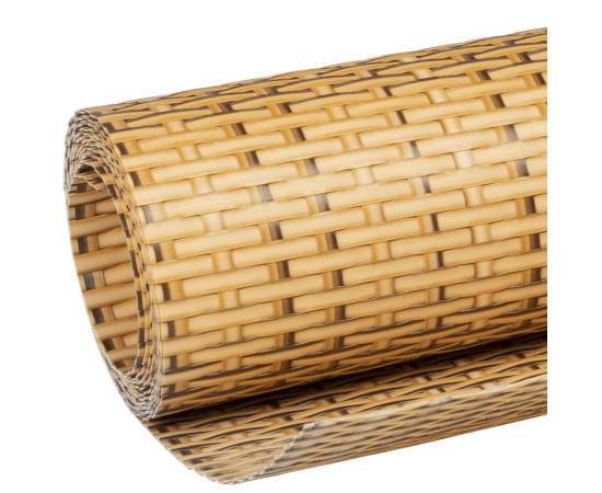 Paravan balcon maro deschis 400x90 cm poly rattan, 6 image