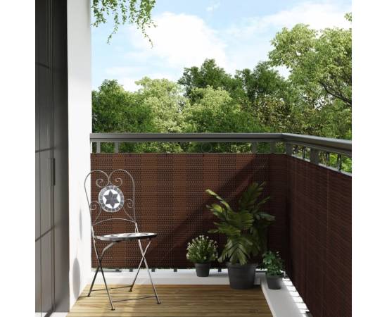 Paravan pentru balcon, maro și negru, 1000x80 cm, poliratan