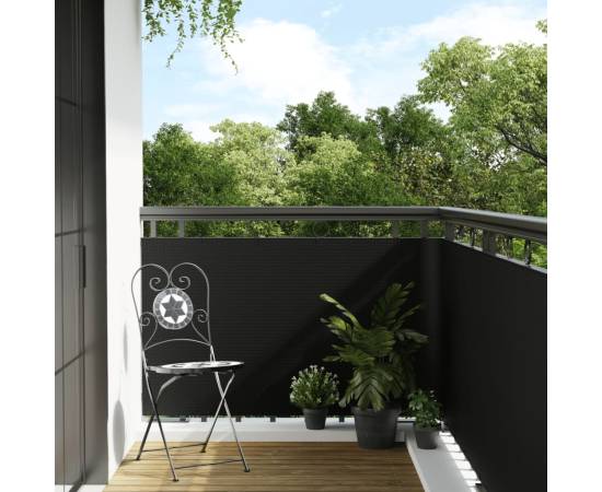 Paravan pentru balcon, negru, 600x80 cm, poliratan