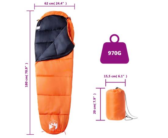 Sac de dormit tip mumie pentru adulți de camping, 3 anotimpuri, 5 image