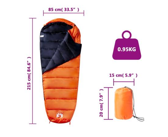 Sac de dormit tip mumie pentru adulți de camping, 3 anotimpuri, 5 image