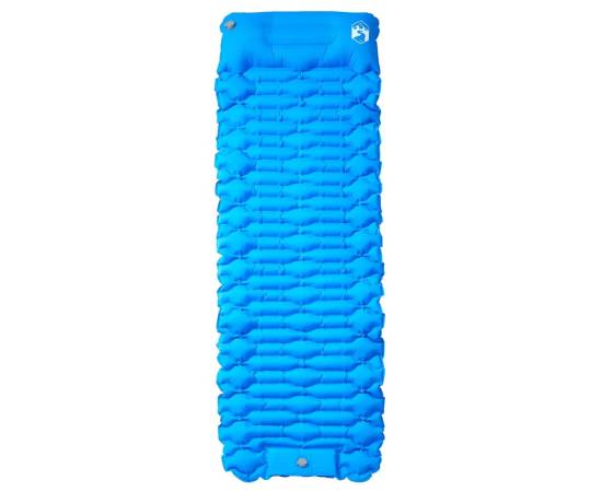 Saltea de camping auto-gonflabilă cu pernă, 1 persoană albastru, 2 image