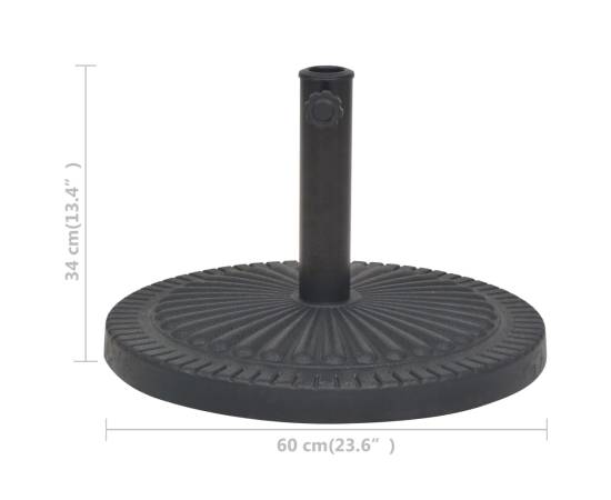 Suport umbrelă de soare, rășină, rotund, negru, 29 kg, 7 image