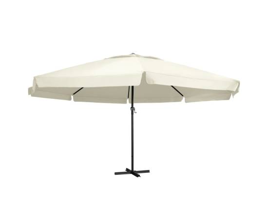 Umbrelă de soare cu stâlp aluminiu, alb nisipiu, 600 cm