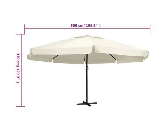 Umbrelă de soare cu stâlp aluminiu, alb nisipiu, 600 cm, 5 image