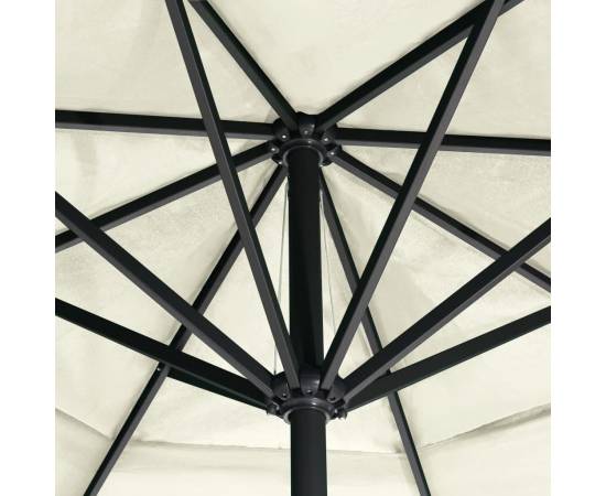 Umbrelă de soare cu stâlp aluminiu, alb nisipiu, 600 cm, 4 image