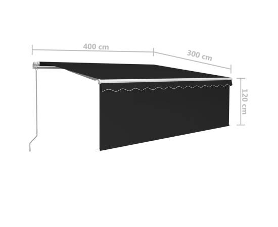 Copertină retractabilă manual cu stor & led, antracit, 4x3 m, 7 image