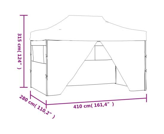 Cort de petrecere pliabil cu 4 pereți, crem, 3 x 4 m, oțel, 11 image