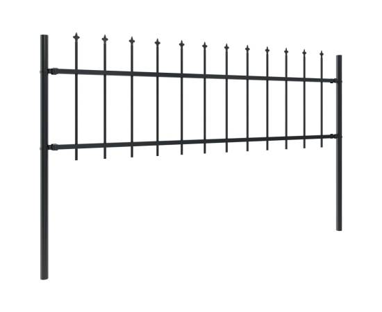Gard de grădină cu vârf suliță, negru, 11,9 m, oțel, 2 image