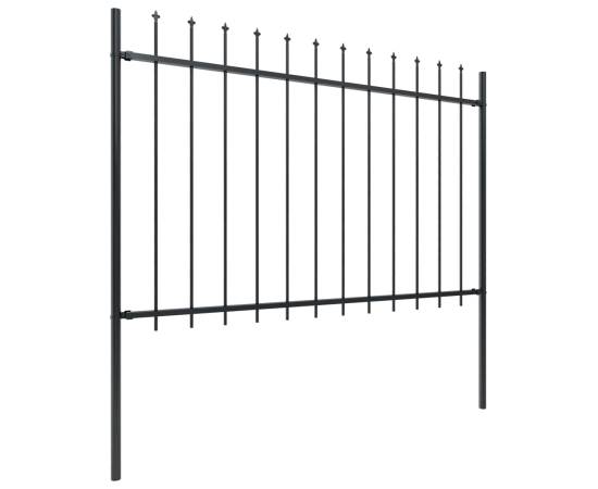 Gard de grădină cu vârf suliță, negru, 15,3 m, oțel, 2 image