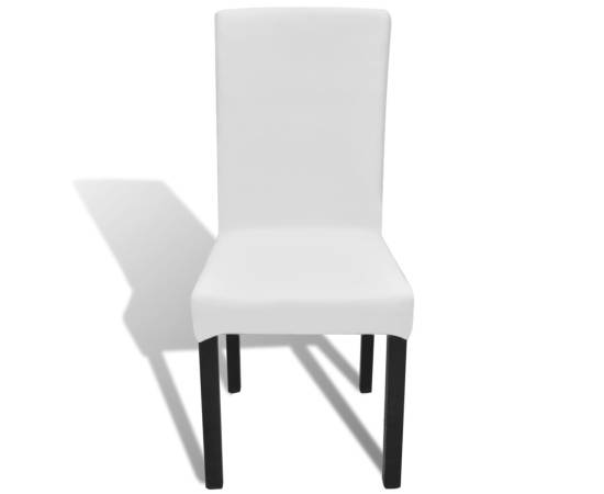 Huse de scaun elastice drepte, 6 buc., alb, 3 image