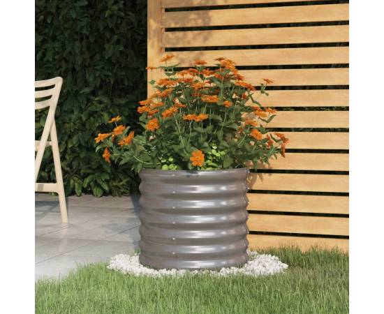 Jardinieră grădină gri 40x40x36 cm oțel vopsit electrostatic