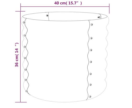 Jardinieră grădină gri 40x40x36 cm oțel vopsit electrostatic, 4 image