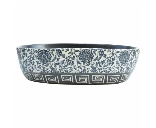 Lavoar de blat, negru și albastru, 47x33x13 cm, ceramică, oval, 3 image
