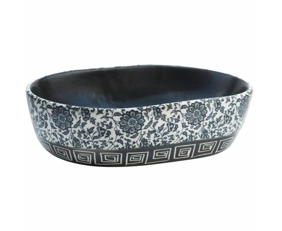 Lavoar de blat, negru și albastru, 47x33x13 cm, ceramică, oval, 2 image