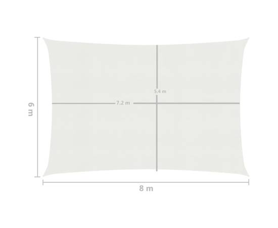 Pânză parasolar, alb, 6x8 m, hdpe, 160 g/m², 6 image