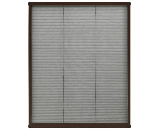 Plasă insecte plisse pentru ferestre, maro, 80x100 cm, aluminiu, 2 image