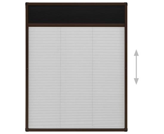 Plasă insecte plisse pentru ferestre, maro, 80x100 cm, aluminiu, 5 image