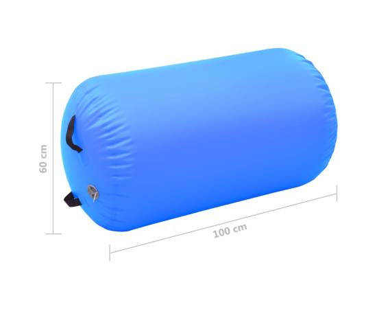Rulou de gimnastică gonflabil cu pompă, albastru, 100x60 cm pvc, 10 image