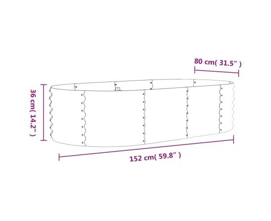 Strat înălțat grădină 152x80x36 cm oțel vopsit electrostatic, 6 image