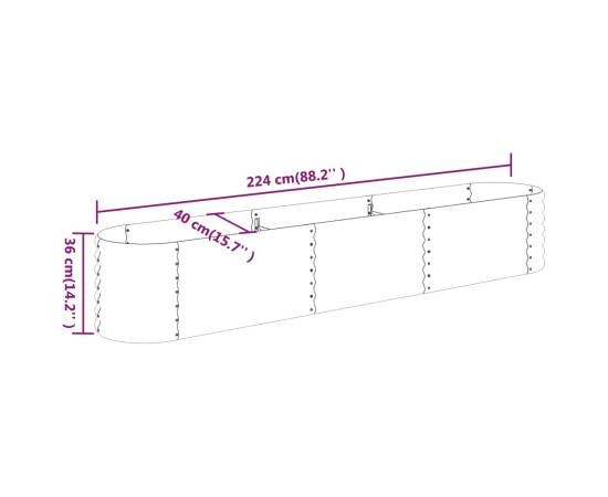 Strat înălțat grădină 224x40x36 cm oțel vopsit electrostatic, 6 image