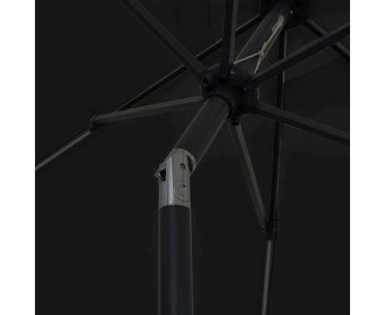 Umbrelă de soare, led-uri și stâlp aluminiu, negru, 300 cm, 6 image