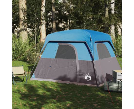 Cabină cort de camping, 4 persoane, albastru, impermeabil, 3 image