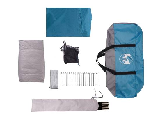 Cabină cort de camping, 4 persoane, albastru, impermeabil, 11 image