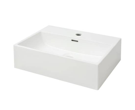 Chiuvetă baie, orificiu robinet, alb, 51,5x38,5x15 cm, ceramică, 2 image